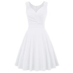 Robe cocktail femme sans manches col v robe de mariage blanc chic et elegante