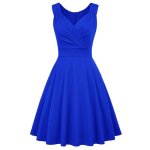 Robe cocktail femme sans manches col v robe de mariage bleu chic et elegante