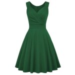 Robe cocktail femme sans manches col v robe de mariage vert chic et elegante
