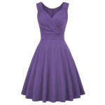 Robe cocktail femme sans manches col v robe de mariage violet chic et elegante
