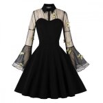 Robe de cocktail - vintage - gothique - manches longues - maille serrure - noir Robe de cocktail - vintage - gothique - manches longues - maille serrure - noir