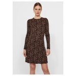 Robe courte col rond marron femme