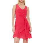 Robe courte - morgan - rouge - coupe portefeuille - sans manches - col v