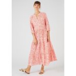 Damart - robe longue maille crêpe à volants - corail indien Damart - robe longue maille crêpe à volants - corail indien