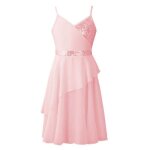 Robe danse classique paillette yizyif pour enfant fille - rose - justaucorps gymnastique sequin asymtrique ...