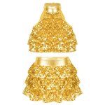 Robe danse latine paillette enfant fille - moderne jazz brillant costume spectacle 3 - 16 ans