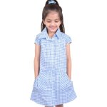 Robe d�cole a2z 4 kids avec imprim� vichy check et chouchous assortis pour filles 2 - 14 ans - bleu