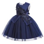 Robe demoiselle dhonneur fille broderie sans manches anniversaire 4 - 12 ans