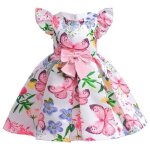 Robe dt en fibre pour filles tutu floral en tulle tenue de princesse pour fte danniversaire rose