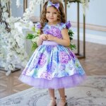 Robe dt en fibre pour filles tutu floral en tulle tenue de princesse pour fte danniversaire violet ...