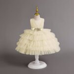 Robe dt  volants en tulle pour fille tenue de plage dcontracte pour fte danniversaire jaune