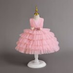Robe dt  volants en tulle pour fille tenue de plage dcontracte pour fte danniversaire rose
