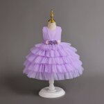 Robe d�t� � volants en tulle pour fille tenue de plage d�contract�e pour f�te danniversaire violet
