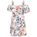 Robe enfant fille paules dnudes imprim floral - marque - modle - fte dt - doux et extensible