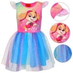 Robe enfant - pat patrouille - skye - manches courtes en tulle - jupe paillete