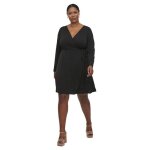 Robe enroul�e noire vila viborneo l - s - robe midi grande taille avec la�age lat�ral et encolure en ...