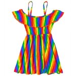Robe �paule d�nud�e arc - en - ciel pour enfants filles - marque - mod�le - f�te d�t� - doux et extensible ...