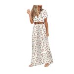 Robe eté femme bohème chic vintage col v manches courtes robe longue casual imprimé fleurie maxi robe ... Robe eté femme bohème chic vintage col v manches courtes robe longue casual imprimé fleurie maxi robe ...