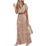 Robe et femme bohme chic vintage col v manches courtes robe longue casual imprim fleurie maxi robe ...
