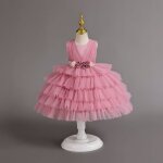 Robe dt  volants en tulle pour fille tenue de plage dcontracte pour fte danniversaire rouge