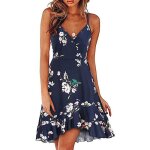 Robe vase dcontracte dt  bretelles  imprim floral et col en v pour femme avec robe  volants ...