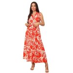 Robe évasée - non spécifié - longue - rouge - ceinture amovible - volants Robe évasée - non spécifié - longue - rouge - ceinture amovible - volants