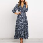 Robe pour femme bohme robe col v et manches longue