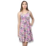 Robe femme à bretelles longueur genoux motifs imprimés abstrait Robe femme à bretelles longueur genoux motifs imprimés abstrait
