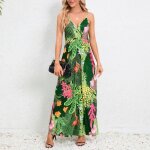Robe femme À bretelles longue sans manches col v robe ete de plage imprimé floral dos nu confortable ... Robe femme À bretelles longue sans manches col v robe ete de plage imprimé floral dos nu confortable ...