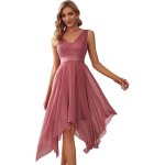 Robe de femme double col - v sans manche en dentelle mousseline de soie - est venu brun