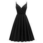 Robe femme ete  bretelle col v sans manches mi - longue motif imprim - couleur unie avec poches