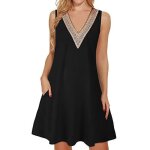 Robe femme t sans manches col v imprim confortable - marque inconnue - noir