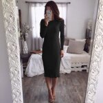 Robe femmes hiver col roulé manches longue tricoté décontracté pull Robe femmes hiver col roulé manches longue tricoté décontracté pull