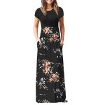 Robe femme imprim� longue manches courtes robe pliss�e avec poches