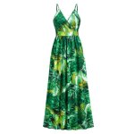 Robe femme longue boheme bretelles col v imprim sans manche confortable