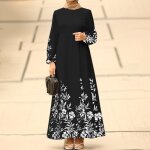 Robe femmes musulmanes en mousseline de soie manches longues longue