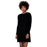 Robe femme only alma o - neck knit - noir - tricot� en c�tes - mati�re extensible