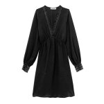 Robe evangeline col v dentelles noire femme la petite etoile