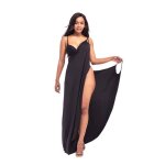 Robe femme de plage sans manche col v robe femme t - noir