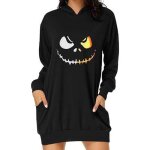 Robe femme pull capuche imprime mi - longue avec poches manches longues automne hiver - taille eu Robe femme pull capuche imprime mi - longue avec poches manches longues automne hiver - taille eu