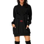 Robe femme pull capuche imprime mi - longue avec poches manches longues automne hiver - taille eu - noir ... Robe femme pull capuche imprime mi - longue avec poches manches longues automne hiver - taille eu - noir ...