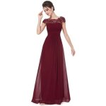 Robe femmes de soire longue bal bordeaux dentelle pliss