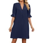 Robe femme uni de col v pour fit grande v�tements wx179 - bleu marine