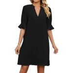 Robe femmes uni de col v pour fit grande vêtements wx179 noir - femme - adulte Robe femmes uni de col v pour fit grande vêtements wx179 noir - femme - adulte