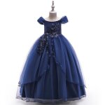 Robe fille cérémonie princesse brodées col bateau robe de bal de mariage en tulle sans manches - bleu ... Robe fille cérémonie princesse brodées col bateau robe de bal de mariage en tulle sans manches - bleu ...