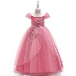 Robe fille crmonie princesse brodes col bateau robe de bal de mariage en tulle sans manches - rose ...
