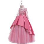 Robe fille princesse mariage ceremonie enfants robe manches longues - rose