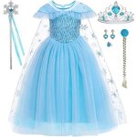 Robe de fille - princesse tulle bleue - cape amovible - accessoires inclus