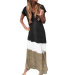 Robe gn1p4 décontracté grande taille maxi robe à manches courtes col en v robe de teinture pour la mode ... Robe gn1p4 décontracté grande taille maxi robe à manches courtes col en v robe de teinture pour la mode ...