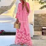 Robe grande taille bohème en dentelle tassel - marque - rose - femme Robe grande taille bohème en dentelle tassel - marque - rose - femme